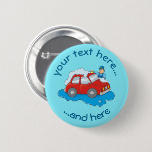 Carwashing Man Pinback Button