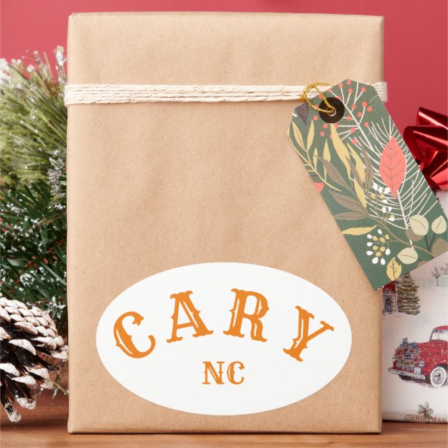 Cary, North Carolina Oval Sticker (Holiday)