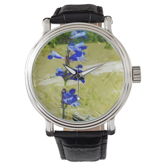 Carys Beardtongue Flower Abstract Impressionism Watch (Front)