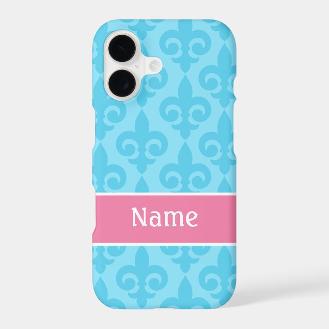 Cas de l'iPhone 4/4S de Pink Fleur de Lis d'Aqua (Verso)