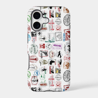 Cas de téléphone de motif de timbres de voyage