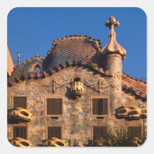 Casa Batilo, Gaudi Architecture, Barcelona, Square Sticker
