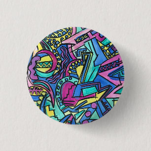 Casa Mia-Hand Painted Abstract Art 1 Inch Round Button