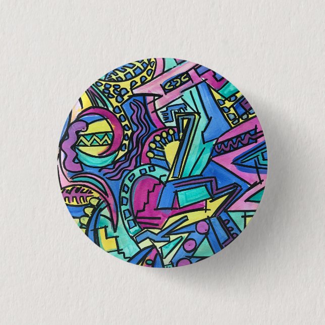 Casa Mia-Hand Painted Abstract Art 1 Inch Round Button (Front)