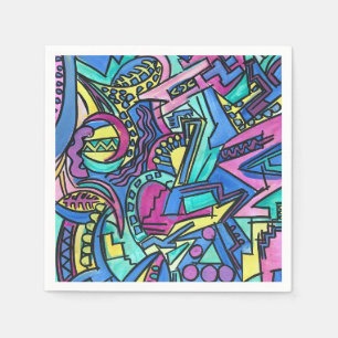Casa Mia-Hand Painted Abstract Art Napkin