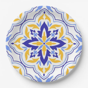 Casa Valencia Amber Medallion Mediterranean Paper Plate