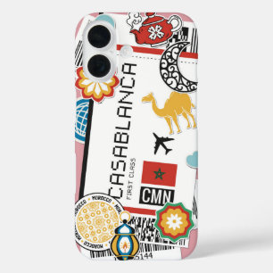 Casablanca Dreams – Moroccan Boarding Pass iPhone 16 Case