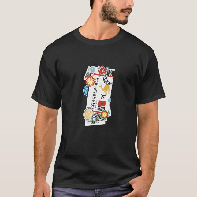 Casablanca Morocco Boarding Pass Airplane Ticket T T-Shirt (Front)
