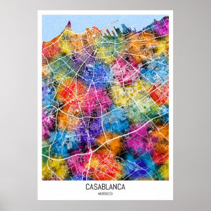 Casablanca Morocco City Map Poster