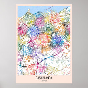 Casablanca Morocco City Map Poster