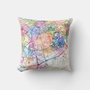 Casablanca Morocco City Map Throw Pillow