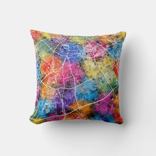 Casablanca Morocco City Map Throw Pillow