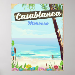 Casablanca Morocco, romantic vintage poster