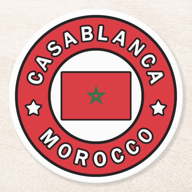 Casablanca Morocco Round Paper Coaster (Front)