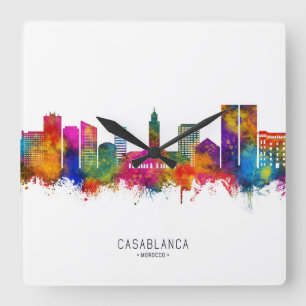 Casablanca Morocco Skyline Square Wall Clock