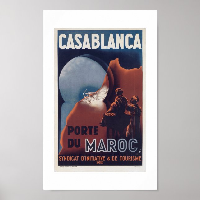 Casablanca Morocco Vintage French Travel Poster (Front)