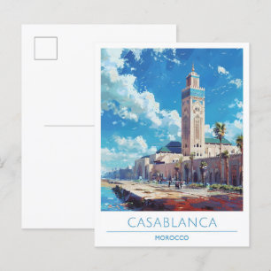 Casablanca Morocco Vintage Travel  Postcard