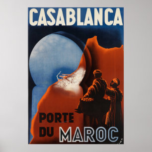 Casablanca Morocco Vintage Travel Poster