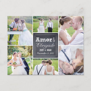 Casamento Collage riscado cartões de agradeciment Invitation