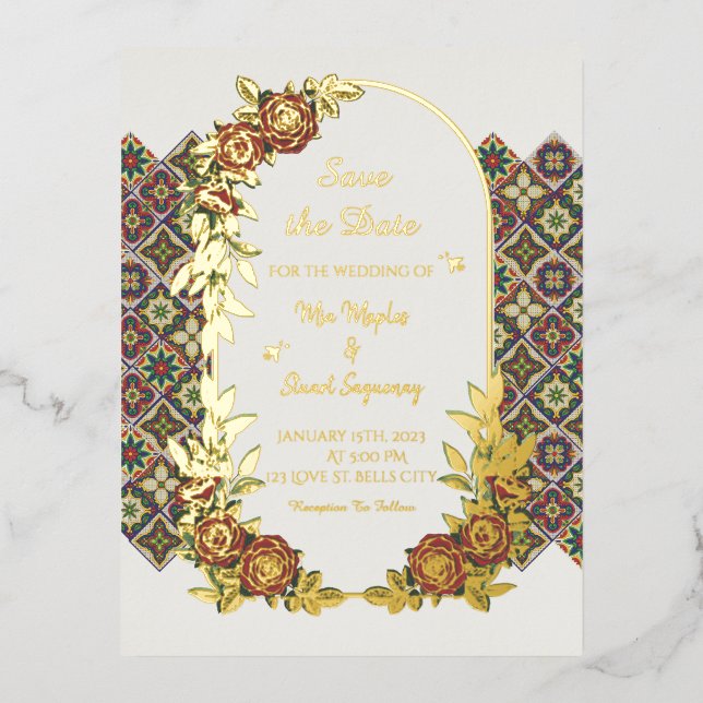 Casamiento De Mia&Stuart Foil Invitation Postcard (Front)