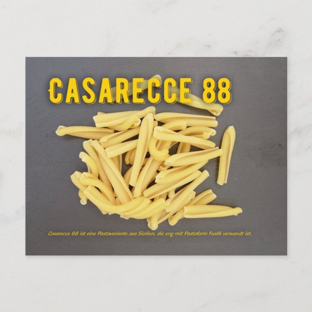 Casarecce 88 Italian restaurant recipe Postcard (Front)