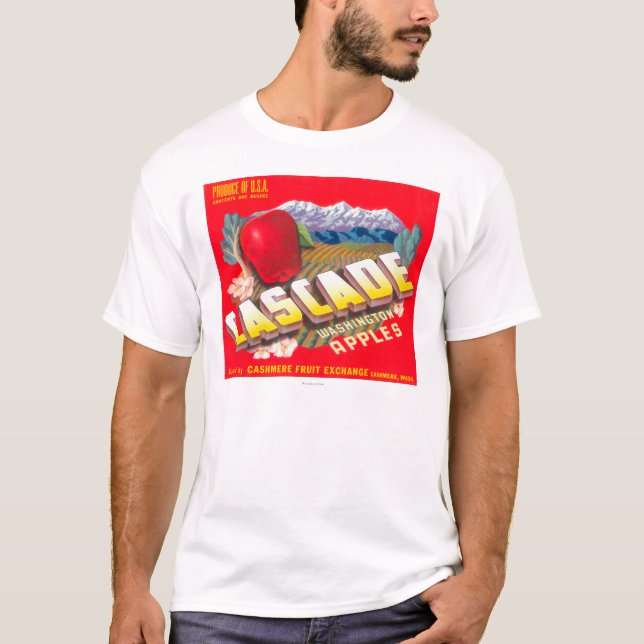 Cascade Apple Label (red) - Cashmere, WA T-Shirt (Front)