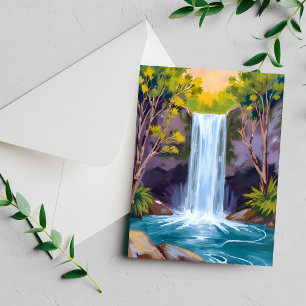 Cascade Bleue Carte de peinture de paysage fores