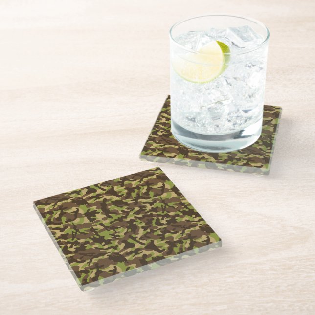 Cascade Camouflage Glass Coaster (Angled)