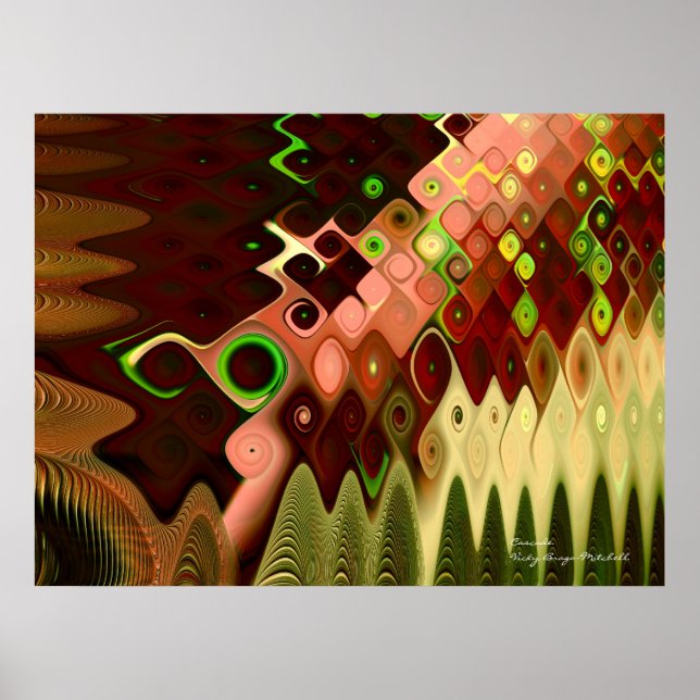 Cascade Cool Abstract Fine Art Fractal Poster (Front)