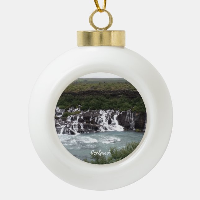 Cascade de l'Islande - ornement en céramique de (Devant)