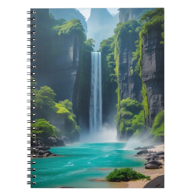 Cascade Dreams – Waterfall-Inspired  Notebook (Front)