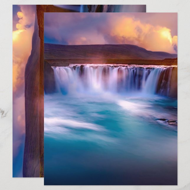 Cascade Goðafoss Islande Papier papier (Devant / Derrière)