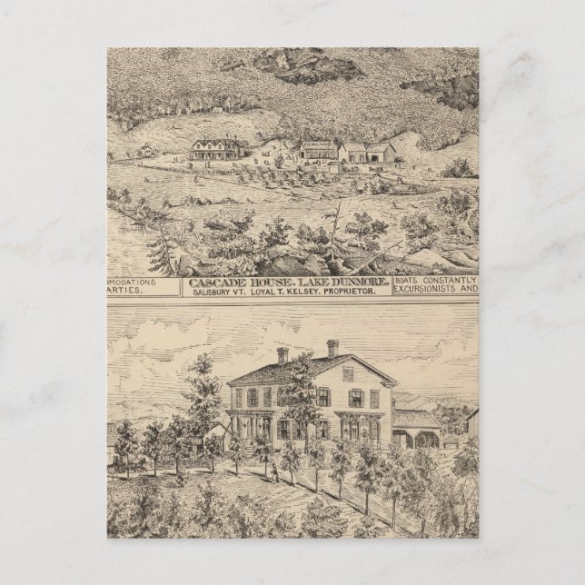 Cascade House in Lake Dunmore Postcard (Front)