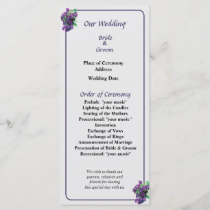 Cascade of Clematis Wedding Program