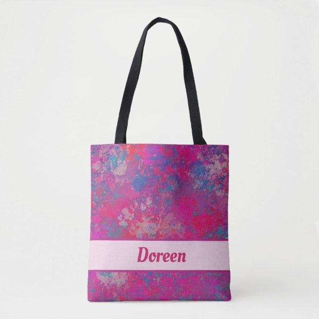 Cascade of Pink & Blue Modern Color Tote Bag (Front)