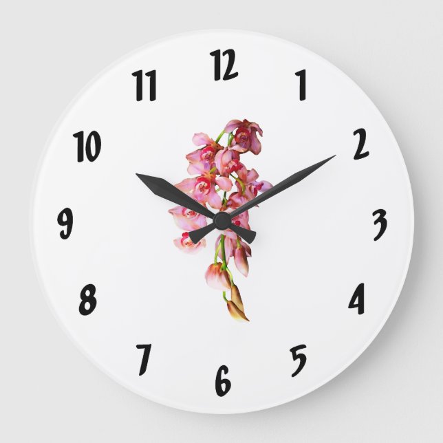 Cascade of Pink Orchids Large Clock (Front)