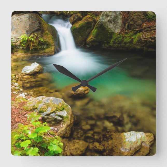 Cascade on Hare Creek, California Square Wall Clock (Front)