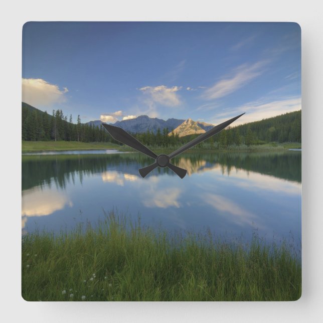 Cascade Ponds, Alberta Canada Square Wall Clock (Front)