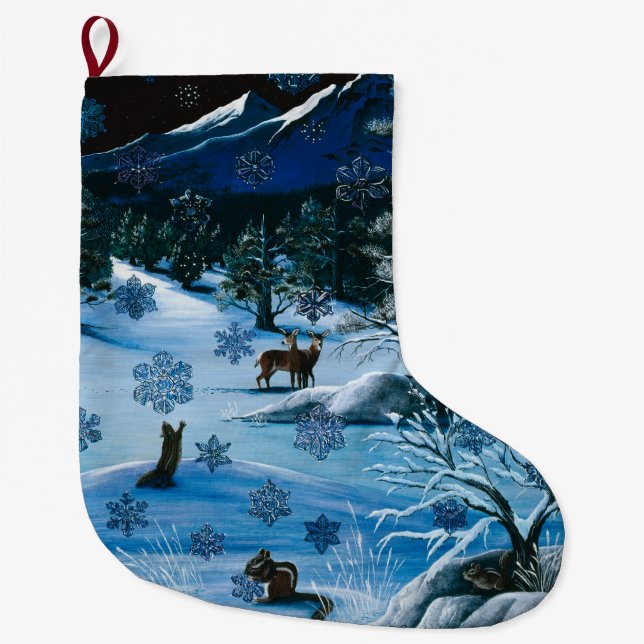 Cascade Snowflake Large Christmas Stocking (Front)