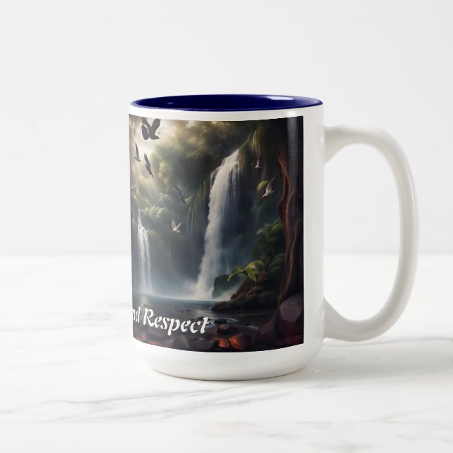 Cascade tasse à café avec mantra quotidien (Droit)
