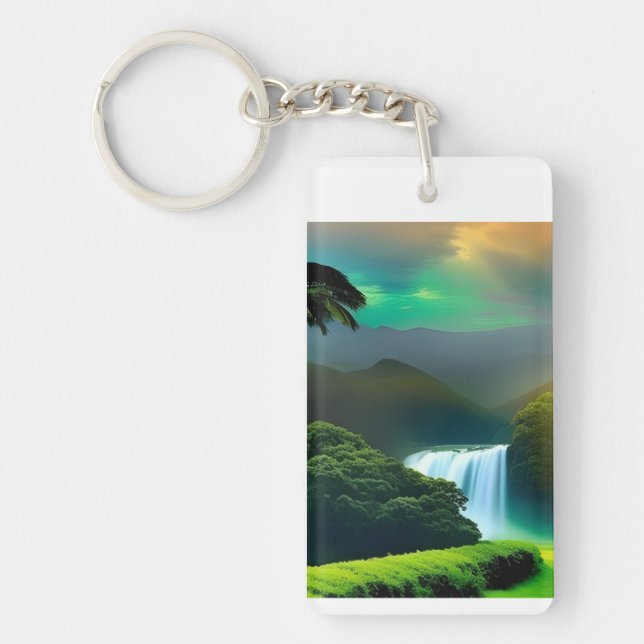 Cascade tropicale porte - clé rectangulaire acryli (Devant)