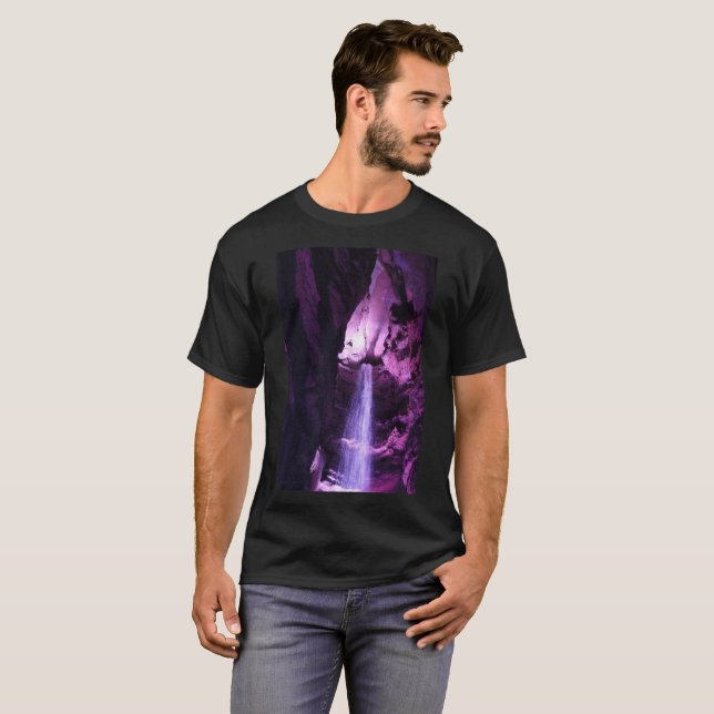 Cascade violet hommes noir T-shirt (Devant entier)