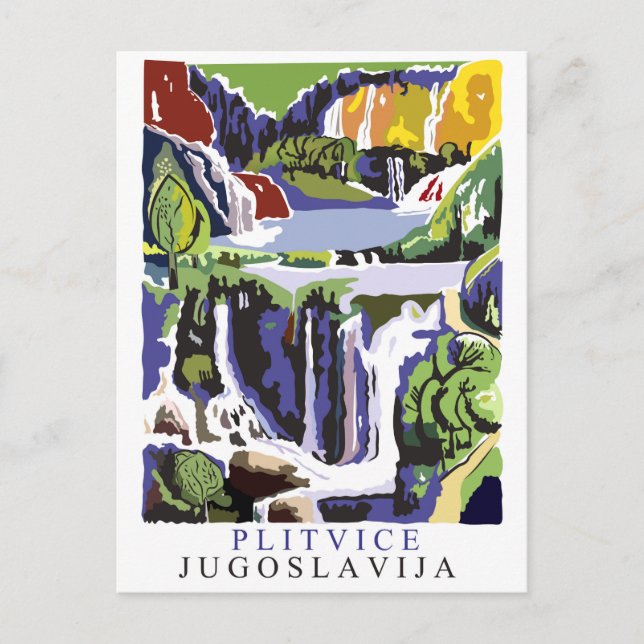 Cascades Plitvice, carte postale voyage vintage (Devant)