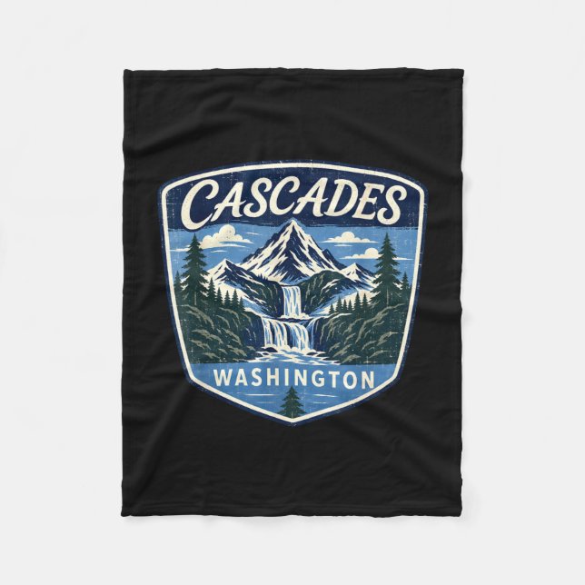 Cascades washington mountain waterfall nature fleece blanket (Front)