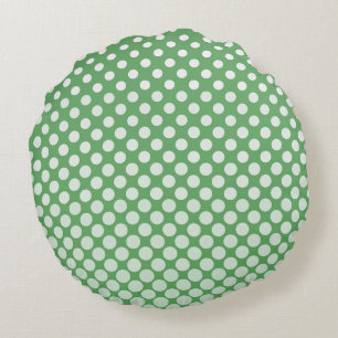 Cascading big to small white circles lime green round pillow