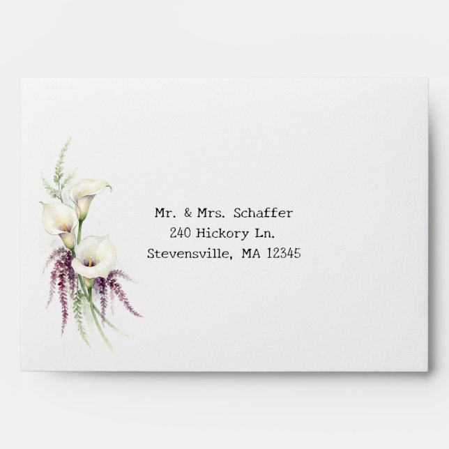 Cascading Calla Wedding Envelope (Front)