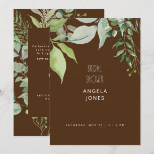  Cascading Eucalyptus Brown Bridal Shower  Invitation