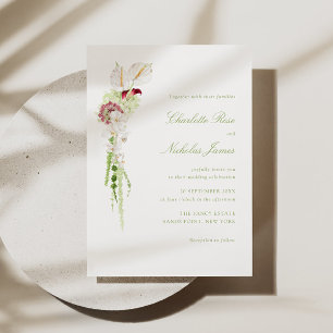 Cascading Floral Bouquet Wedding Invitation