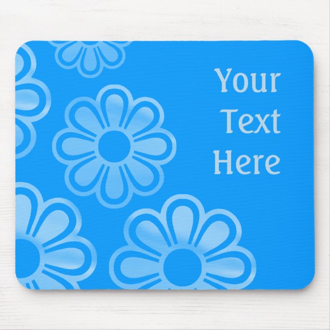 Cascading Flowers - Blue (0099FF) Mouse Pad (Front)