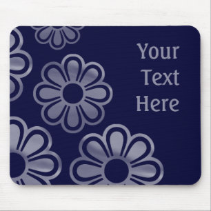 Cascading Flowers - Deep Navy Mouse Pad